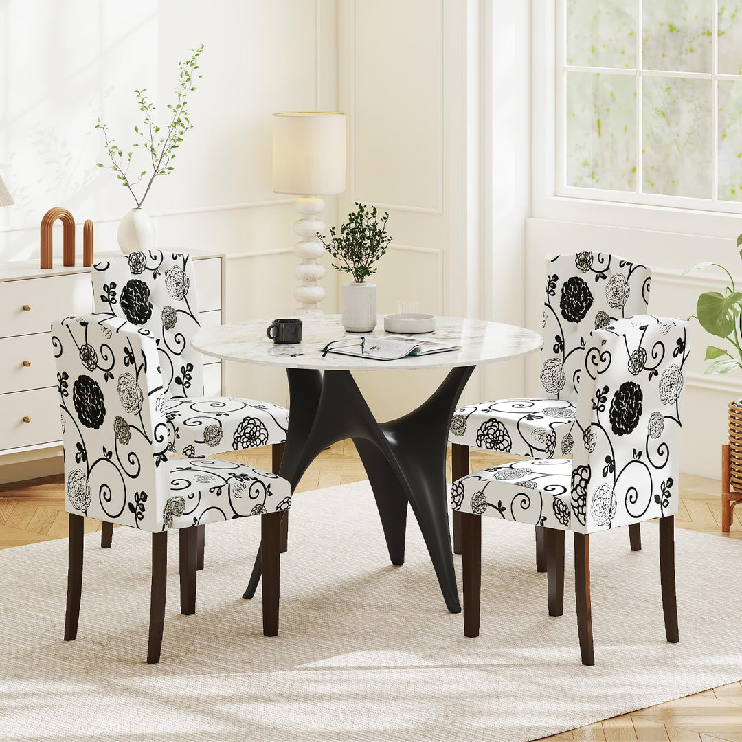 Giantex Upholstered Dining Chairs Set of 2/4 Button Tufted Fabric Upholstered Parson Chairs