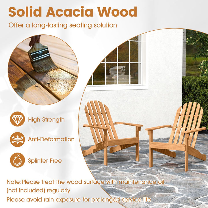 Giantex Acacia Wood Patio Adirondack Chair with Inclined Seat and High Backrest