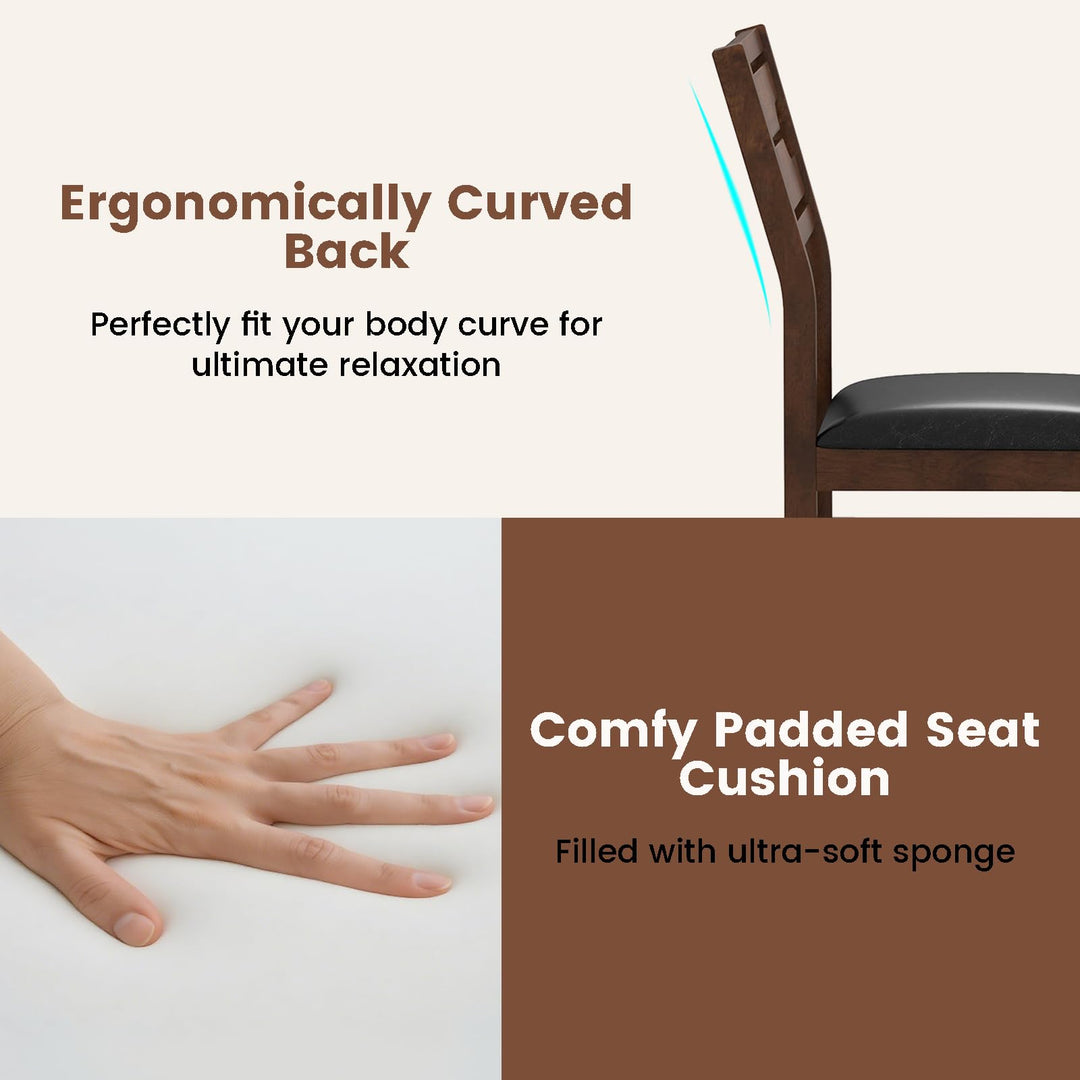 Giantex Wooden Dining Chairs Set of 2/4 PU Leather Upholstered Kitchen Armless Chair