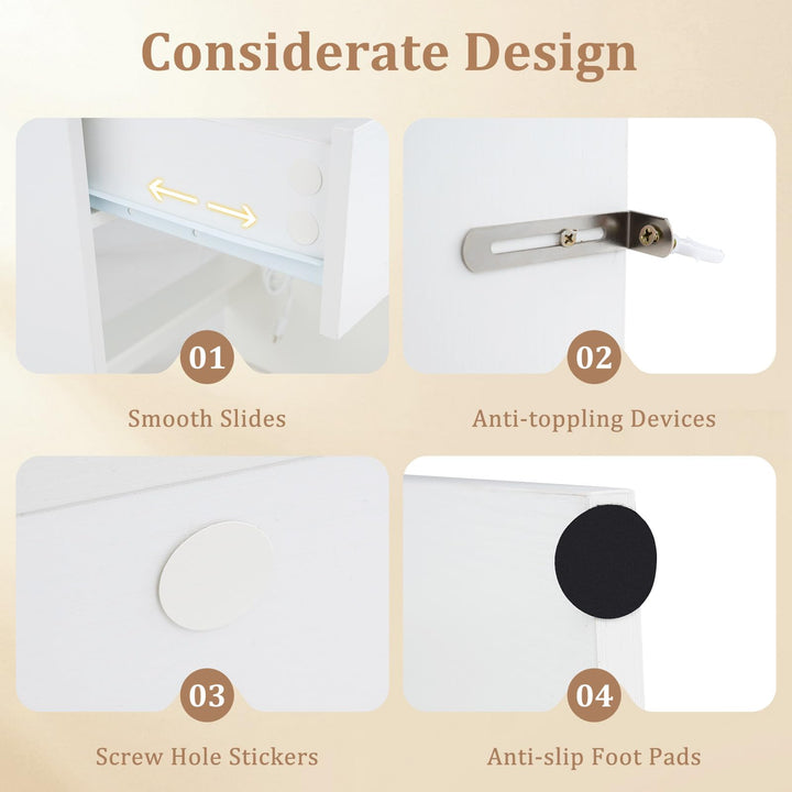 White Makeup Vanity Table with Charging Station