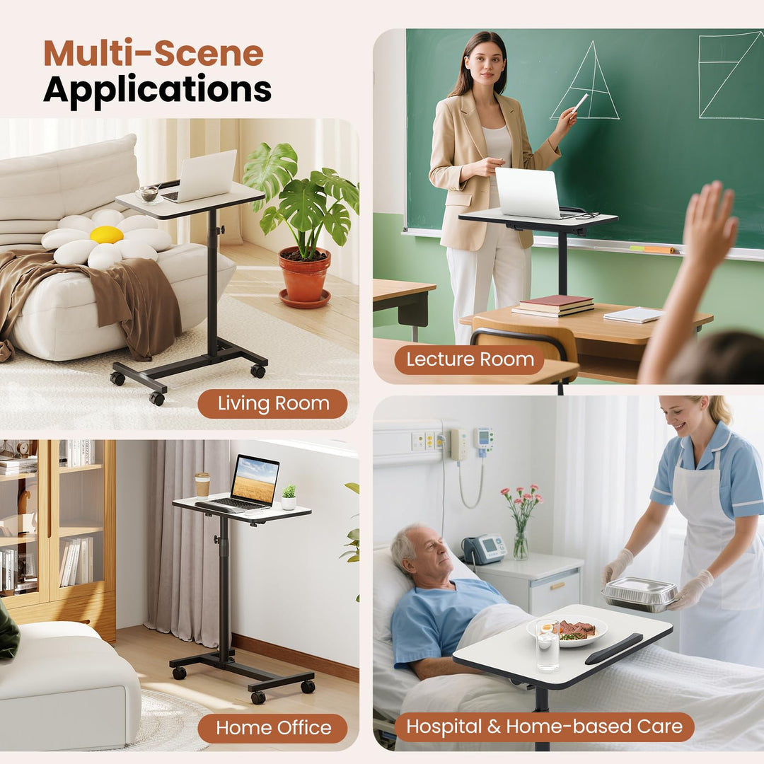 Giantex Overbed Table with Wheels Medical Adjustable Bedside Table