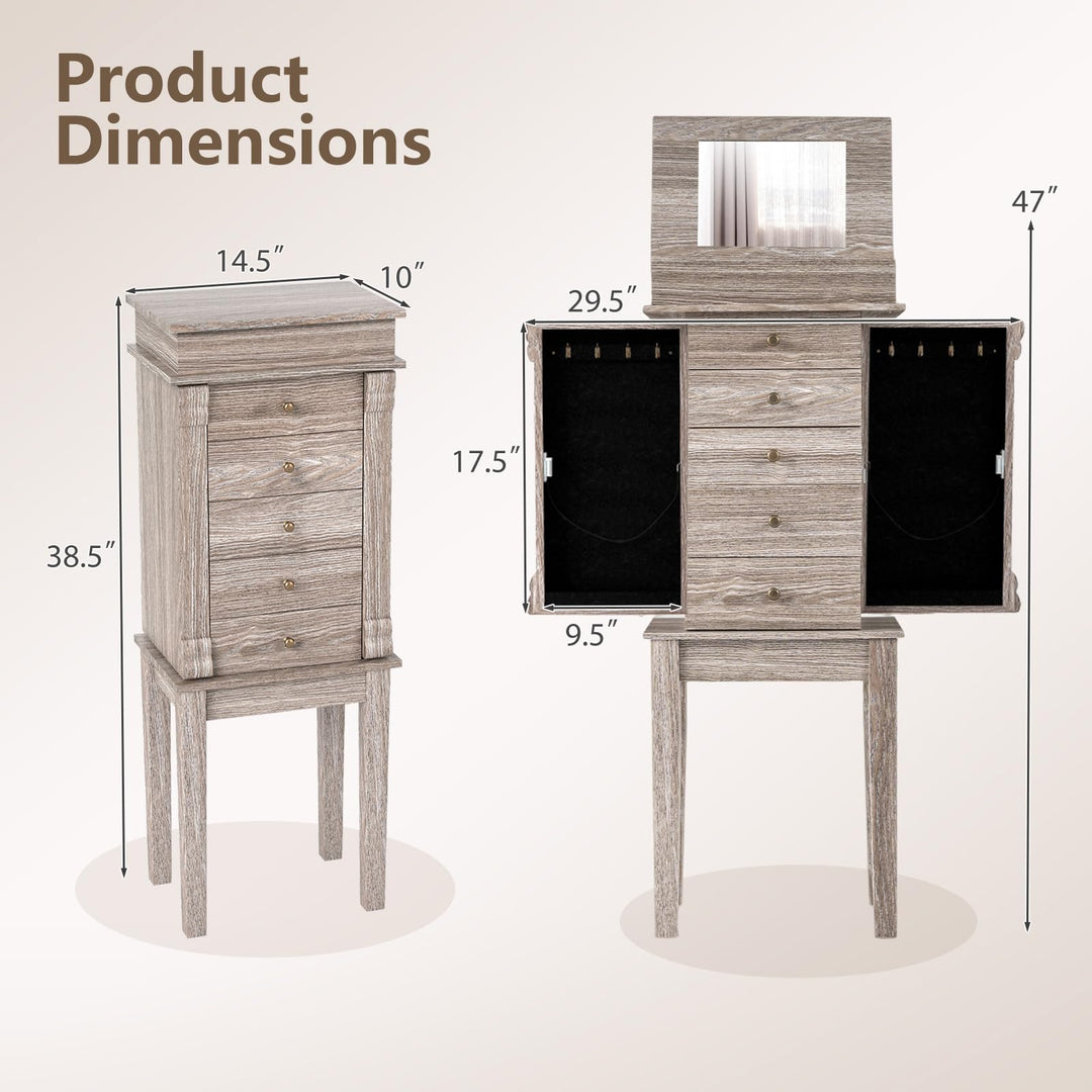 Giantex Jewelry Cabinet Armoire with Flip Top Mirror