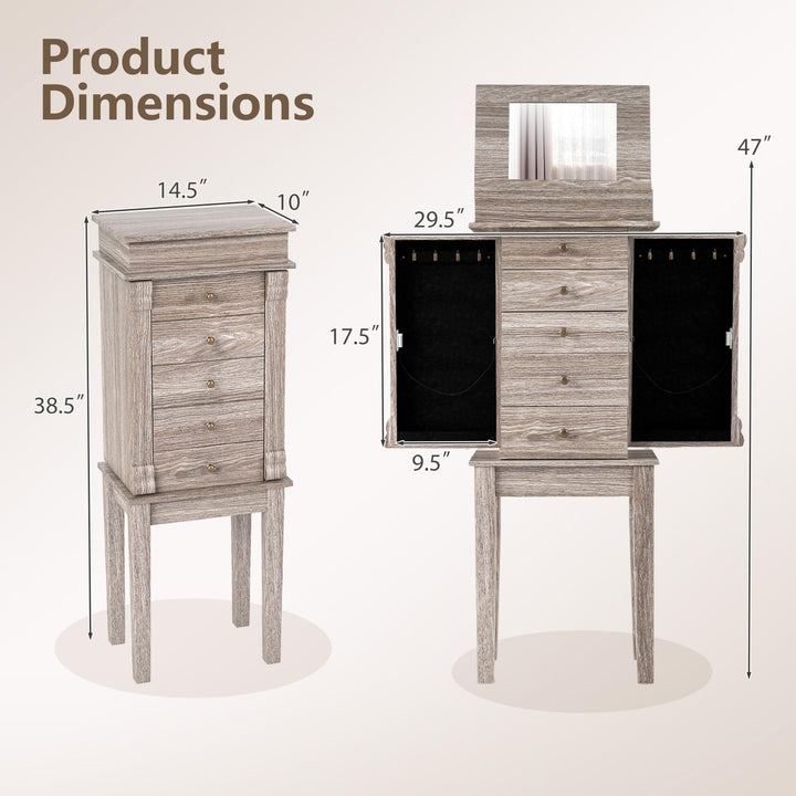 Giantex Jewelry Cabinet Armoire with Flip Top Mirror