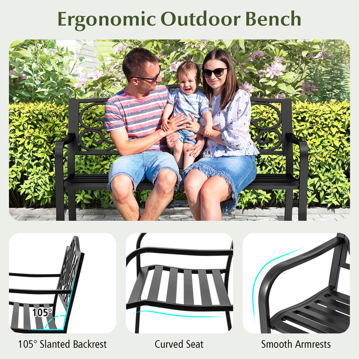 Giantex 50 Inches Outdoor Bench with Floral Pattern