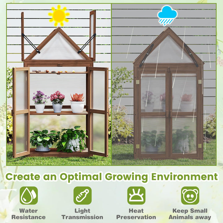 Giantex Garden Cold Frame Mini Greenhouse Storage Shelves