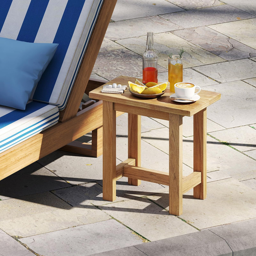 Giantex Teak Shower Bench Stool with Waterproof Spa Bath Seat for Seniors 20''L x 11''W x 18.5''H