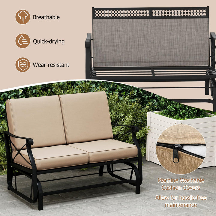 Giantex 2-Person Outdoor Glider Rocking Chair Loveseat with Detachable Thick Cushions