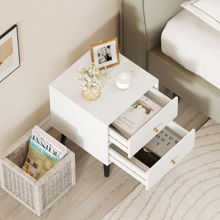 Giantex Night Stand with 2 Drawers Mid Century Modern Bedside Table