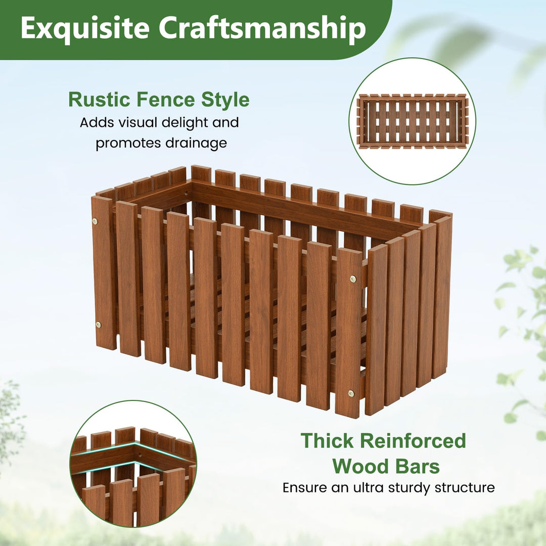 Giantex Slat Style Planter Box Wood Raised Garden Bed for Growing Vegetables Flowers Herbs