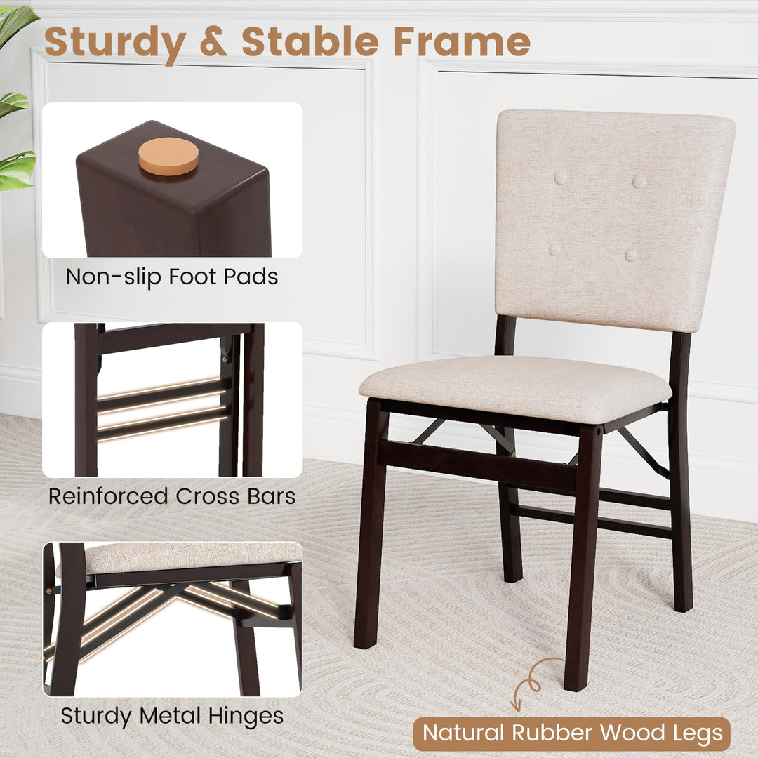 Giantex Foldable Dining Chair Set of 2/4 Armless Kitchen Chair with Padded Seat and Tilt Backrest