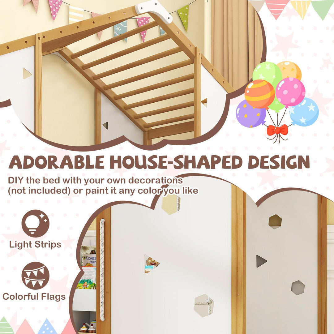 Giantex Twin Size Montessori Floor Bed, 3-in-1 Indoor Kids Jungle Gym Playground