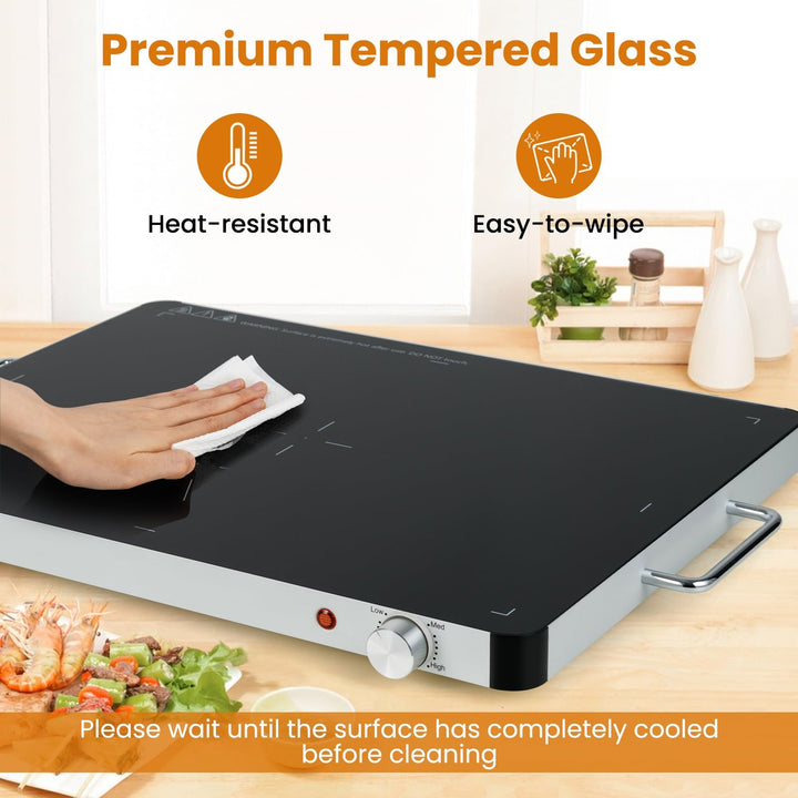Giantex Electric Warming Tray 21'' x 16'' - Tempered Glass Buffet Server & Food Warmer