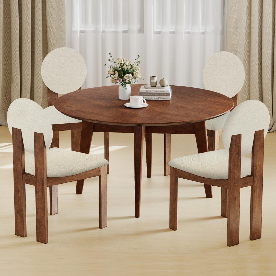 Giantex Sherpa Dining Chairs Set of 2/4 Mid Century Modern Kitchen Chairs w/Rubber Wood Legs