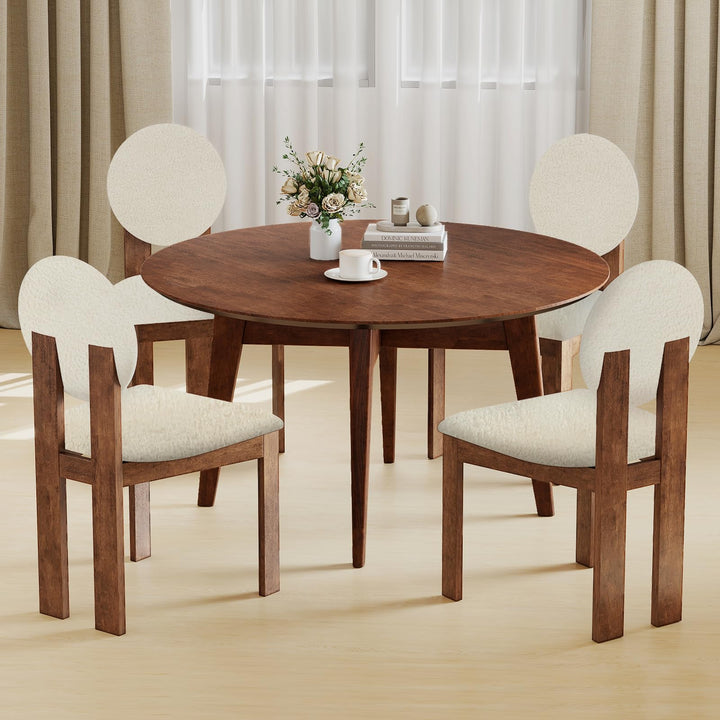 Giantex Sherpa Dining Chairs Set of 2/4 Mid Century Modern Kitchen Chairs w/Rubber Wood Legs