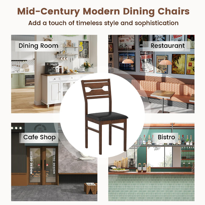 Giantex Wooden Dining Chairs Set of 2/4 PU Leather Upholstered Kitchen Armless Chair