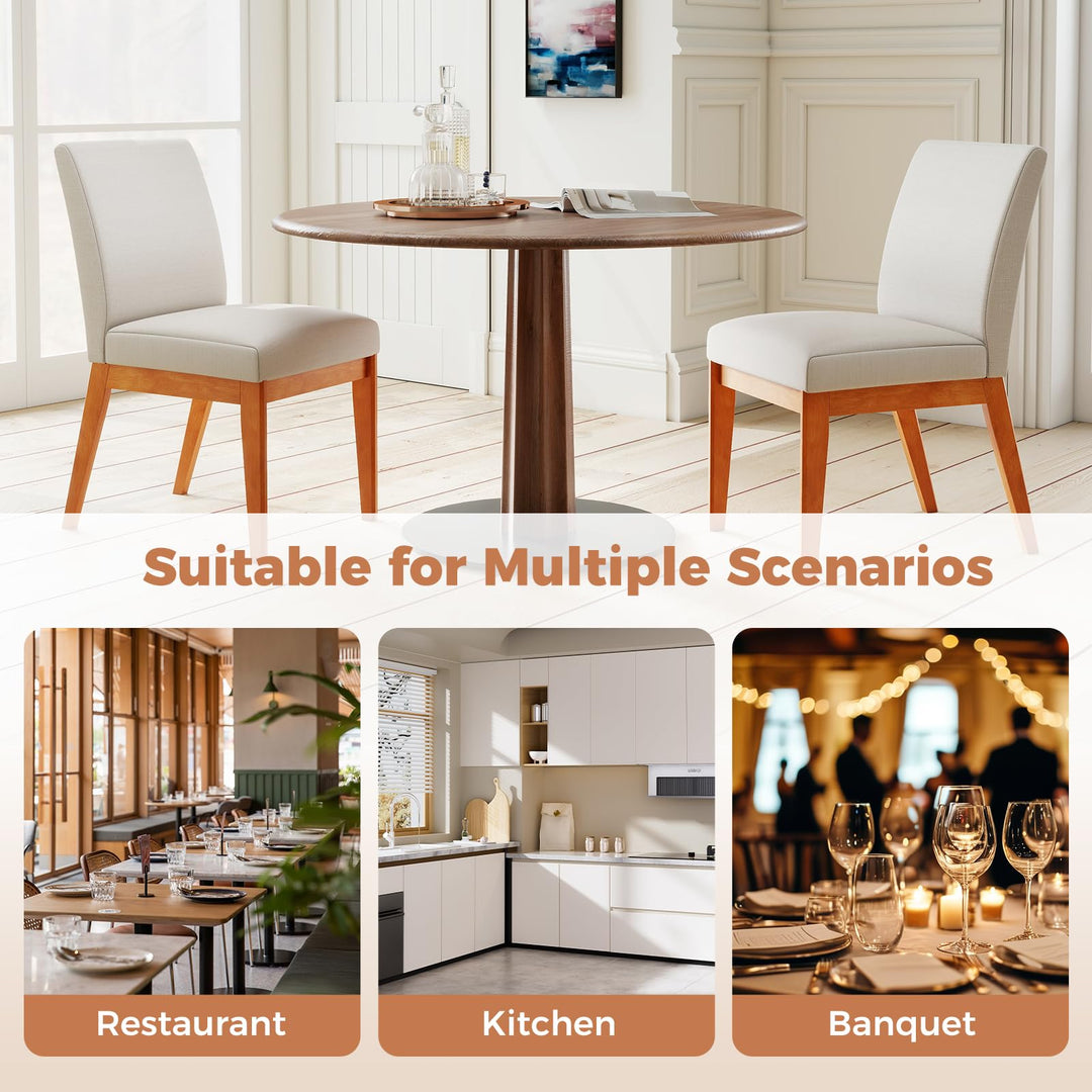 Giantex Upholstered Dining Chairs Set of 2 or 4 Kitchen Armless Side Chair w/Rubber Wood Legs