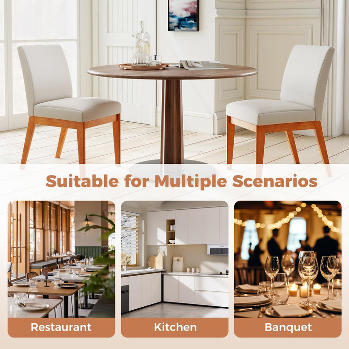 Giantex Upholstered Dining Chairs Set of 2 or 4 Kitchen Armless Side Chair w/Rubber Wood Legs