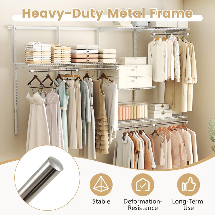 Giantex Closet Organizer System 4-8 FT Wall-Mounted Closet Shelves and Rod