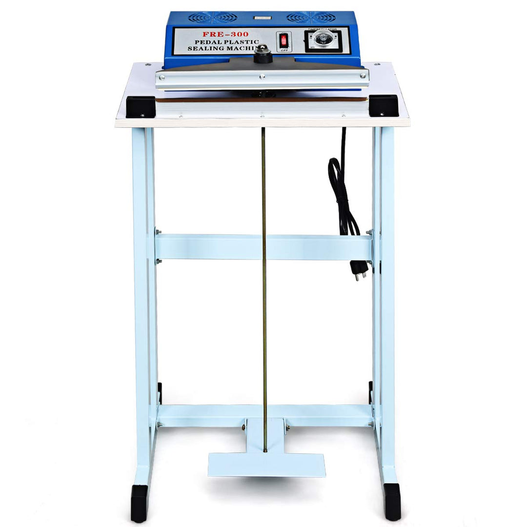 110V 12" Foot Pedal Impulse Sealer with Cutter, Heat Seal Closer Plastic Bag Sealing Machine