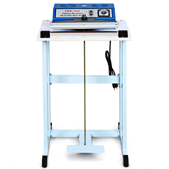 110V 12" Foot Pedal Impulse Sealer with Cutter, Heat Seal Closer Plastic Bag Sealing Machine