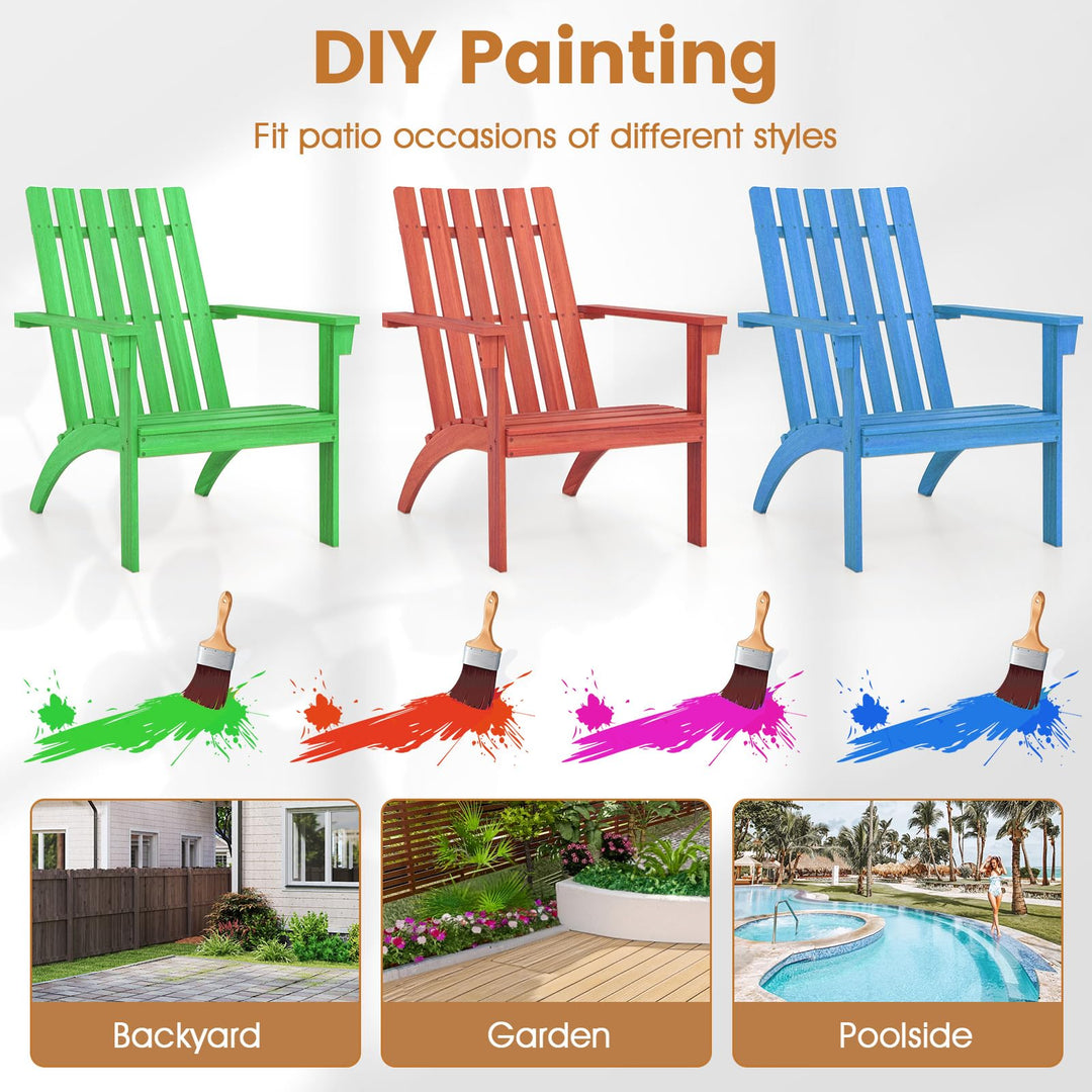 Giantex Acacia Wood Patio Adirondack Chair with Inclined Seat and High Backrest for Porch