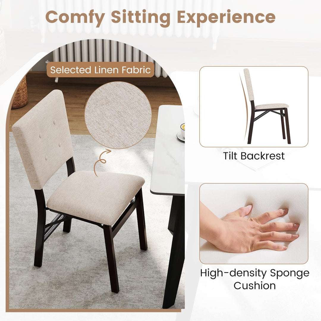 Giantex Foldable Dining Chair Set of 2/4 Armless Kitchen Chair with Padded Seat and Tilt Backrest