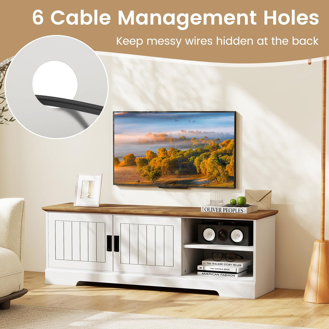 Giantex Farmhouse TV Stand for TVs up to 65" Entertainment Center with Storage Cabinets