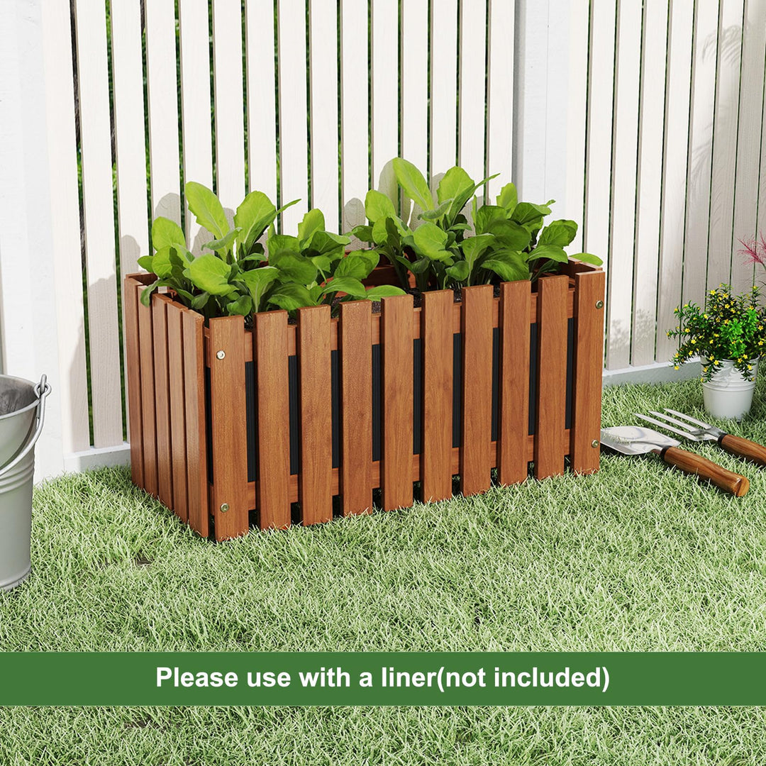 Giantex Slat Style Planter Box Wood Raised Garden Bed for Growing Vegetables Flowers Herbs