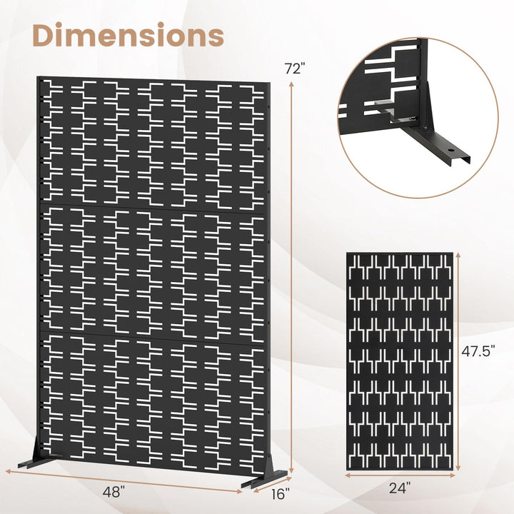Giantex Metal Privacy Screen 72 x 48 Inch Freestanding Fence Panel Indoor Outdoor