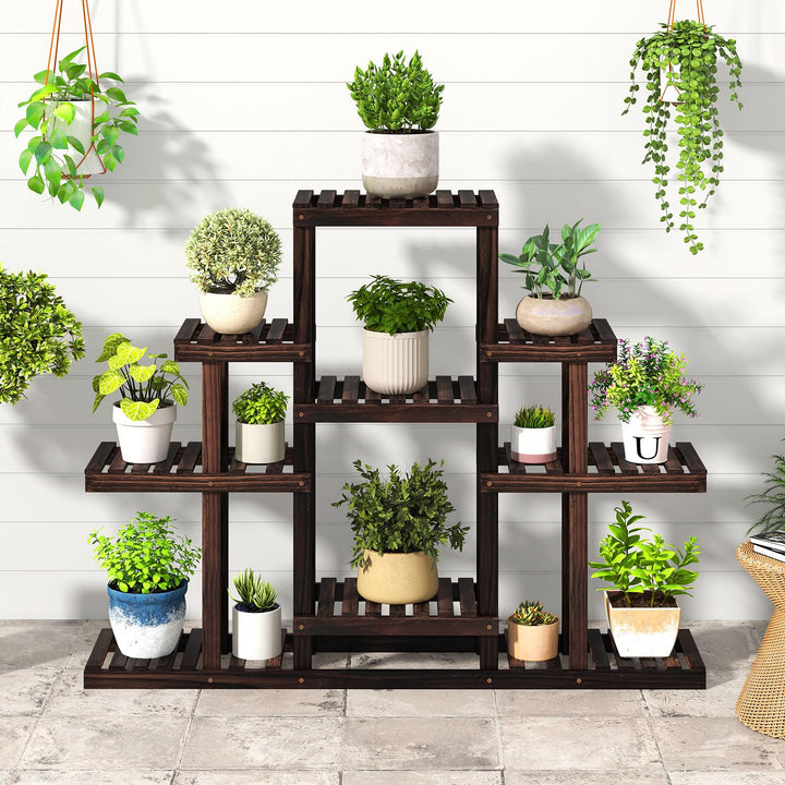 Giantex Plant Stand Indoor & Outdoor 6 Tier Wood Flower Pot Stand for Multiple Plants