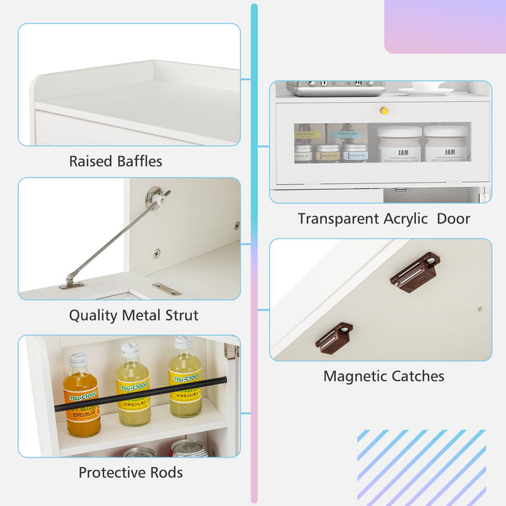 Giantex Sideboard Buffet Cabinet with LED Light Power Outlet, 2-Door Food Pantry Cabinet