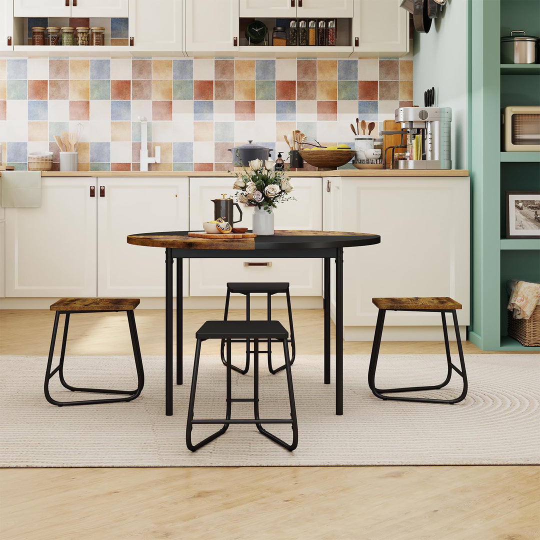 Giantex 5-Piece Dining Set 47" Round Kitchen Table and 4 Stools with Wooden Tabletop