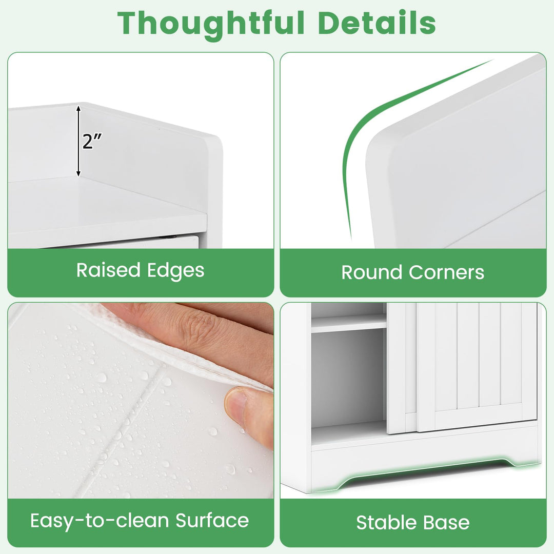 Giantex Bathroom Slim Storage Cabinet w/2 Sliding Doors & Adjustable Shelves