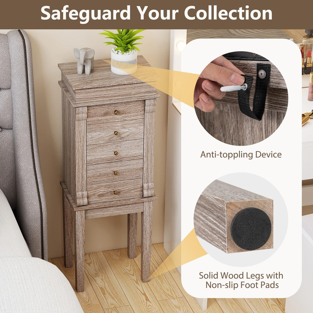 Giantex Jewelry Cabinet Armoire with Flip Top Mirror