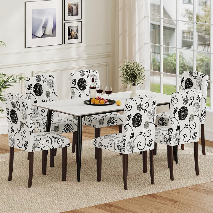 Giantex Upholstered Dining Chairs Set of 2/4 Button Tufted Fabric Upholstered Parson Chairs