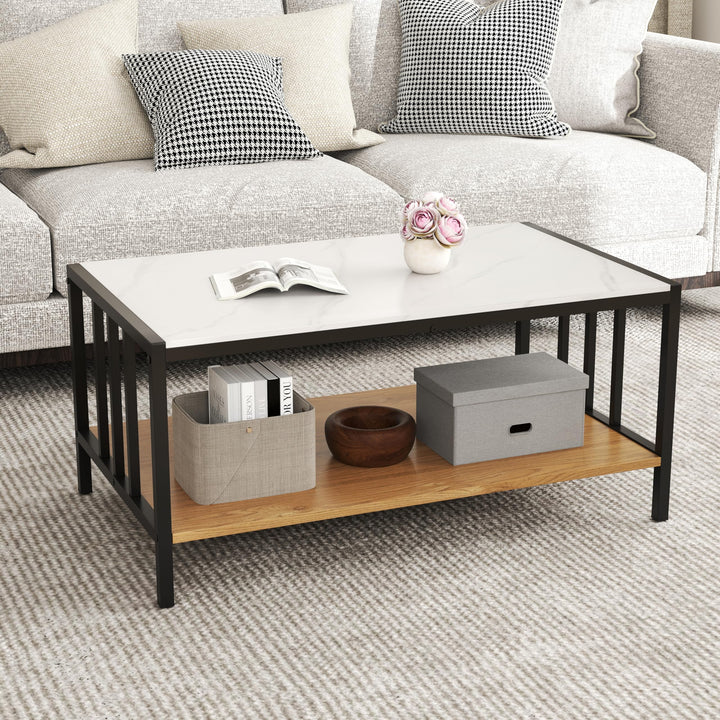 Giantex 2 Tier Coffee Table with Storage for Living Room