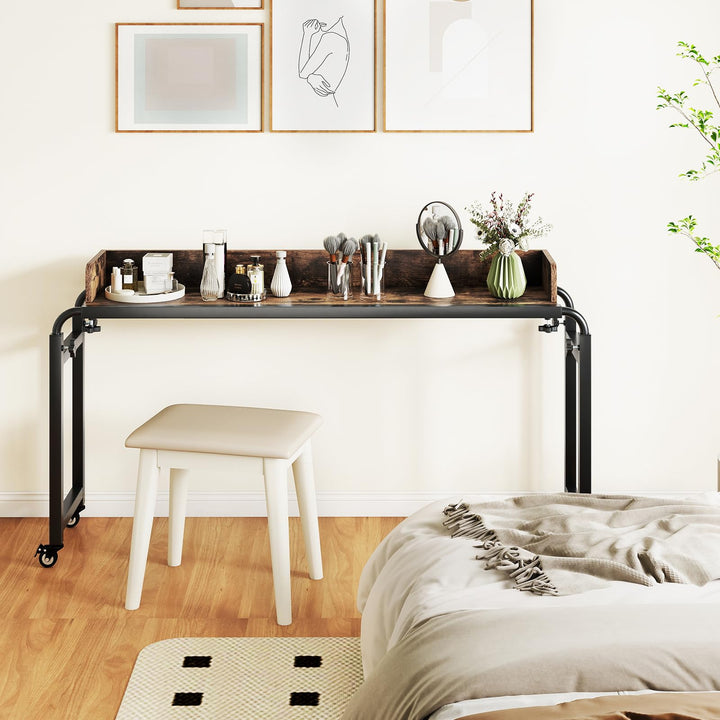 Giantex Overbed Table with Wheels 81" Queen Size Bed Desk with Adjustable Height and Length