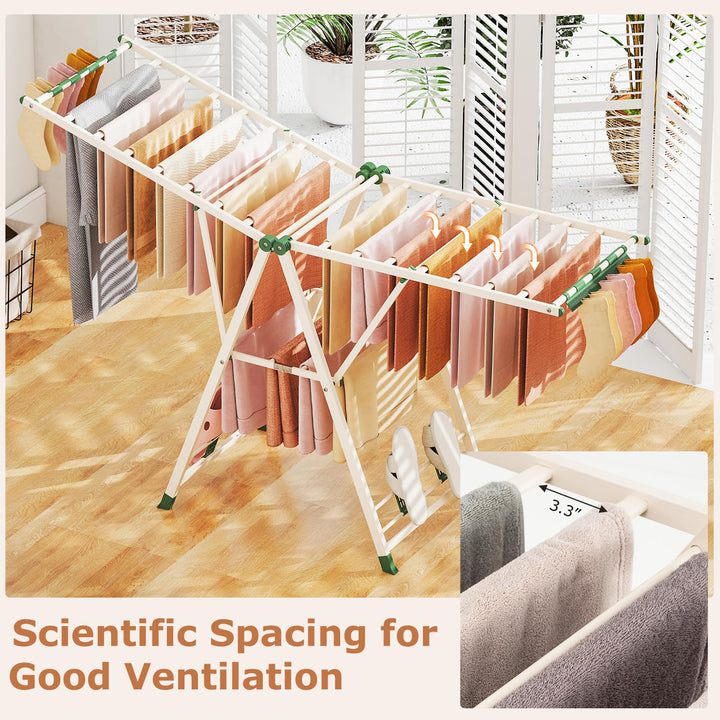 Giantex 72.5 Inches Clothes Drying Rack with Height Adjustable Wings