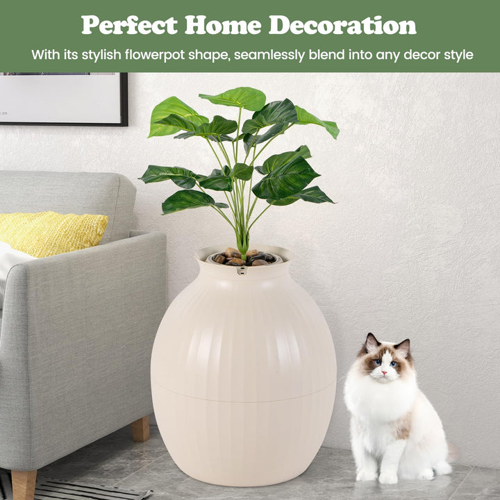 Giantex Cat Litter Box Plant - Hidden Litter Box Furniture with Lights