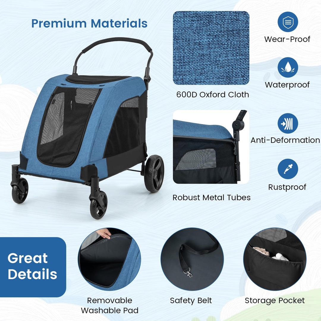 Giantex Dog Stroller for Large Dogs - Extra Large Pet Stroller for Senior Dogs
