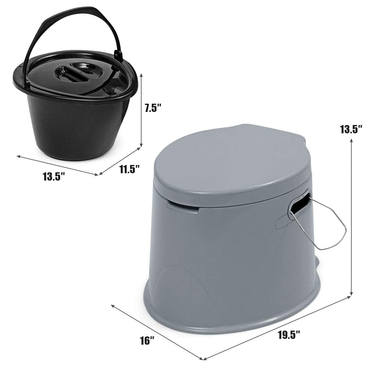 Portable Travel Toilet with Detachable Inner Bucket and Removable Toilet