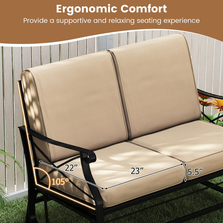 Giantex 2-Person Outdoor Glider Rocking Chair Loveseat with Detachable Thick Cushions
