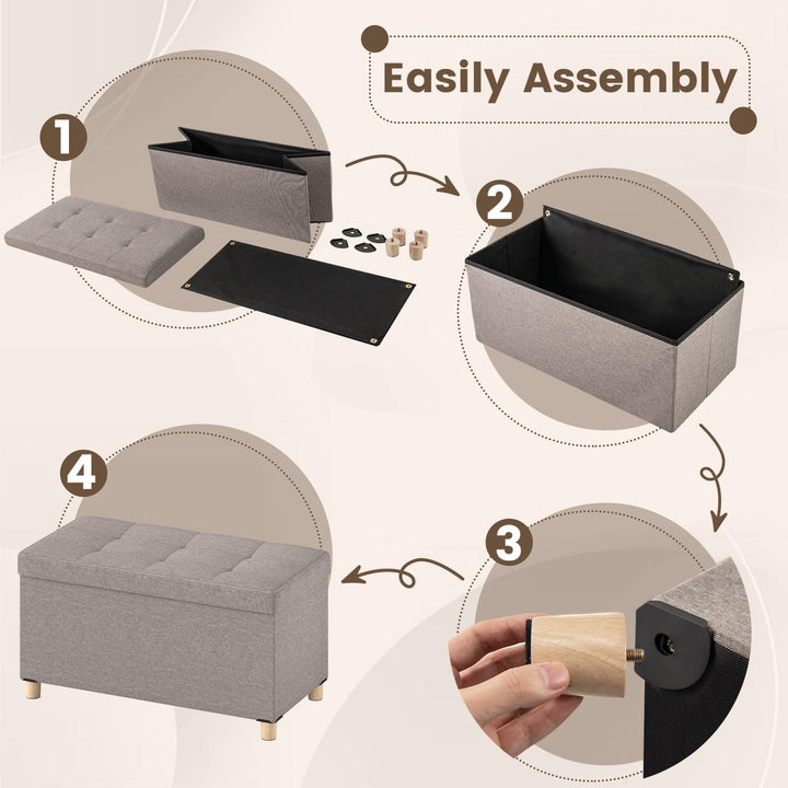 Giantex 30 Inches Storage Ottoman Bench with Tray and Rubber Wood Legs