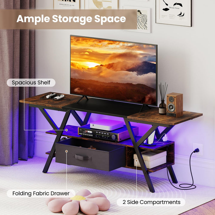 Giantex TV Stand with Power Outlets for 55-65 Inch TV