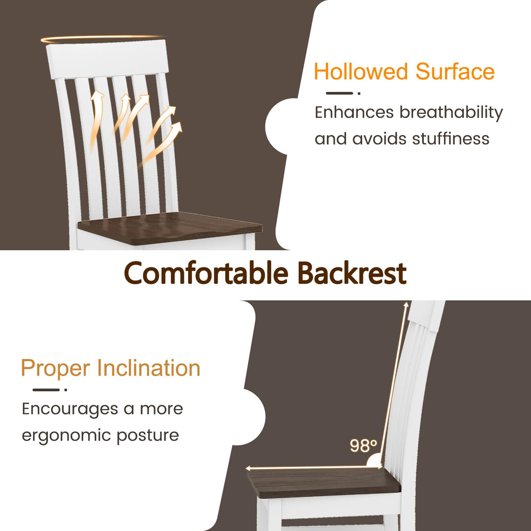 Giantex Wooden Dining Chairs Set of 2/4 with Hollowed Backrests & Rubber Wood Seats