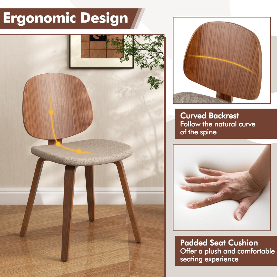 Giantex Wooden Dining Chairs Set of 2/4 Chenille Fabric Upholstered Kitchen Chair w/Bentwood Frame