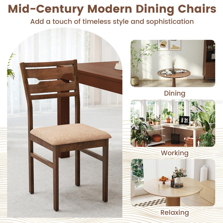 Giantex Wooden Dining Chairs Set of 2/4 Fabric Upholstered Kitchen Armless Chairs