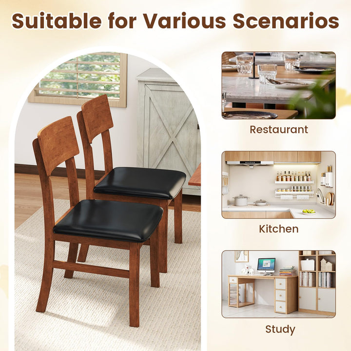 Giantex Wooden Dining Chairs Set Kitchen Side Chairs w/Rubber Wood Legs Faux Leather Upholstered Seat