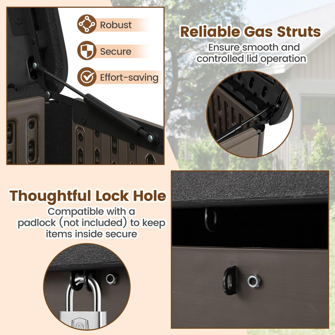 Giantex 100 Gallon Deck Box, Waterproof Resin Box with Lockable Lid