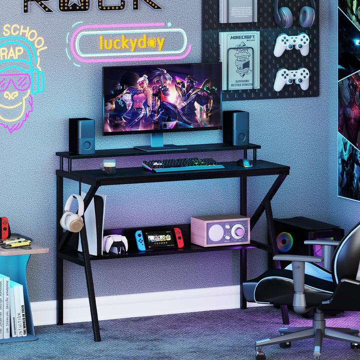 Giantex Space Saving Computer Desk with Monitor Stand and Extra Storage Shelf for Work Study